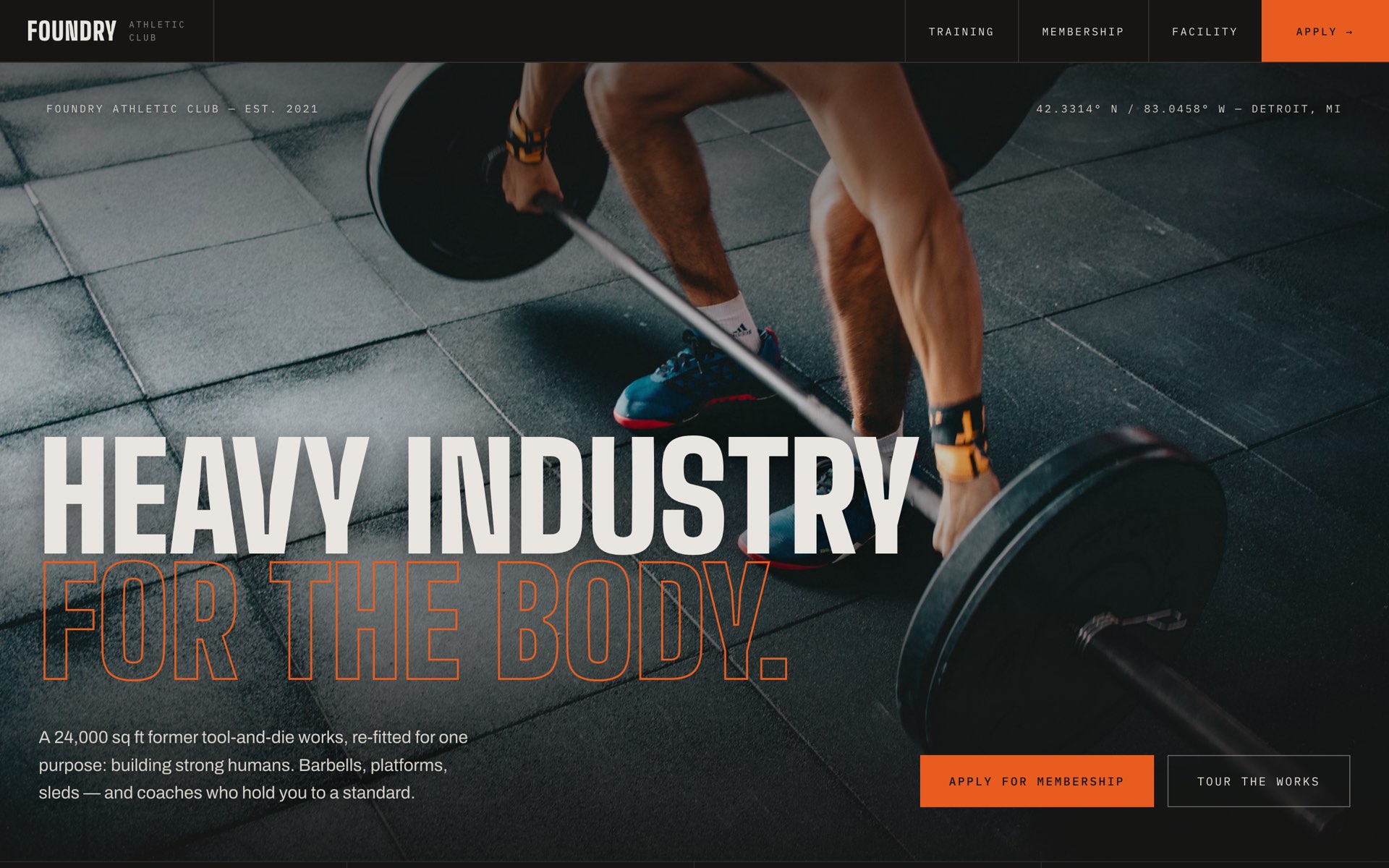 Foundry Athletic Club website homepage