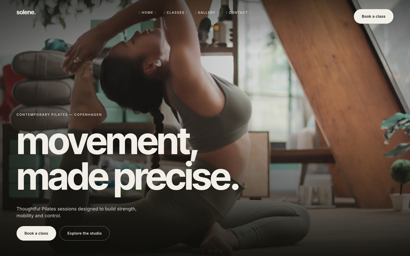Solene Pilates website homepage